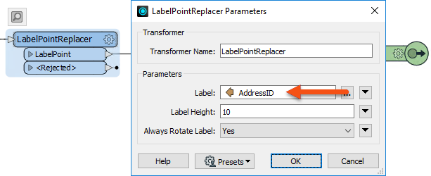 AddressID attribute used for the Label parameter